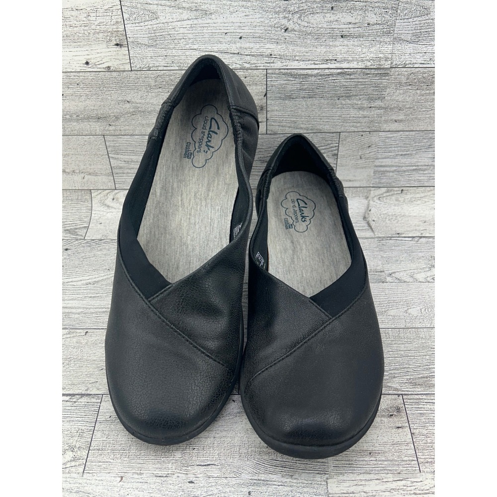 Clarks Cloudsteppers Sillian Tino Black Slip On Comfort Flats Women Size 8.5 M
